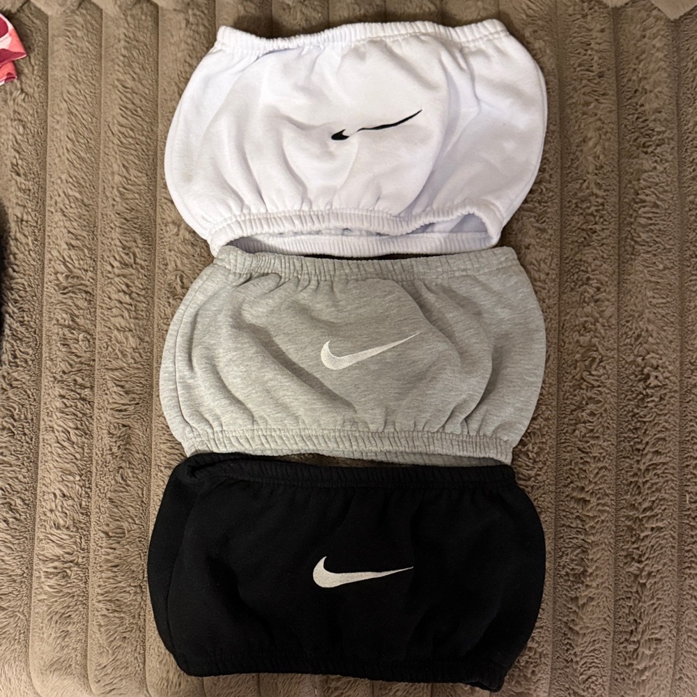 Nike Womans 3-Pack Athletic Bandeau Set — White, Gray, Black